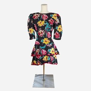 Vintage Choon California Floral Peplum Dress – Size 6